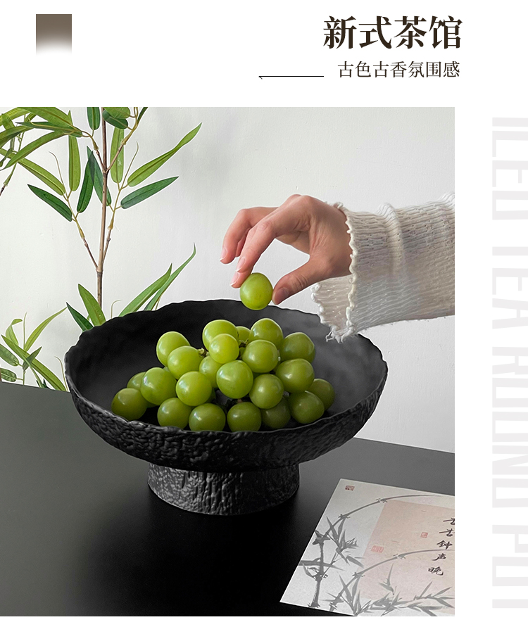 冰露高脚果盘水晶玻璃高颜值锤纹盘子高颜值餐盘水果盘点心盘摆件详情13