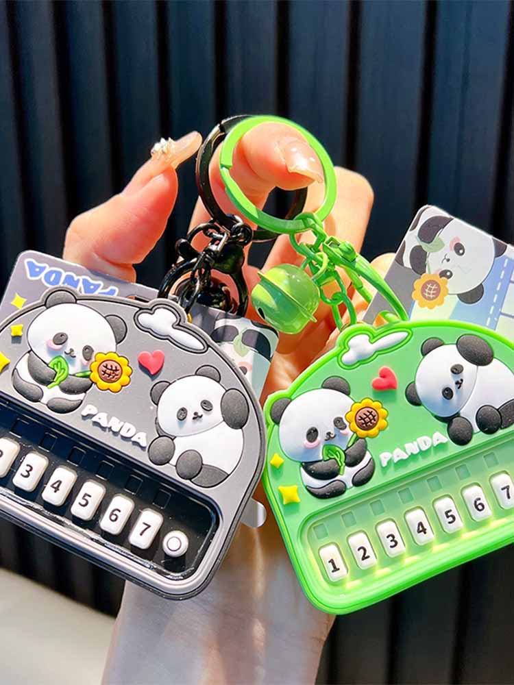 新款可爱钢琴挂件发光益智掌上游戏音乐电子琴玩具音符熊猫钥匙扣