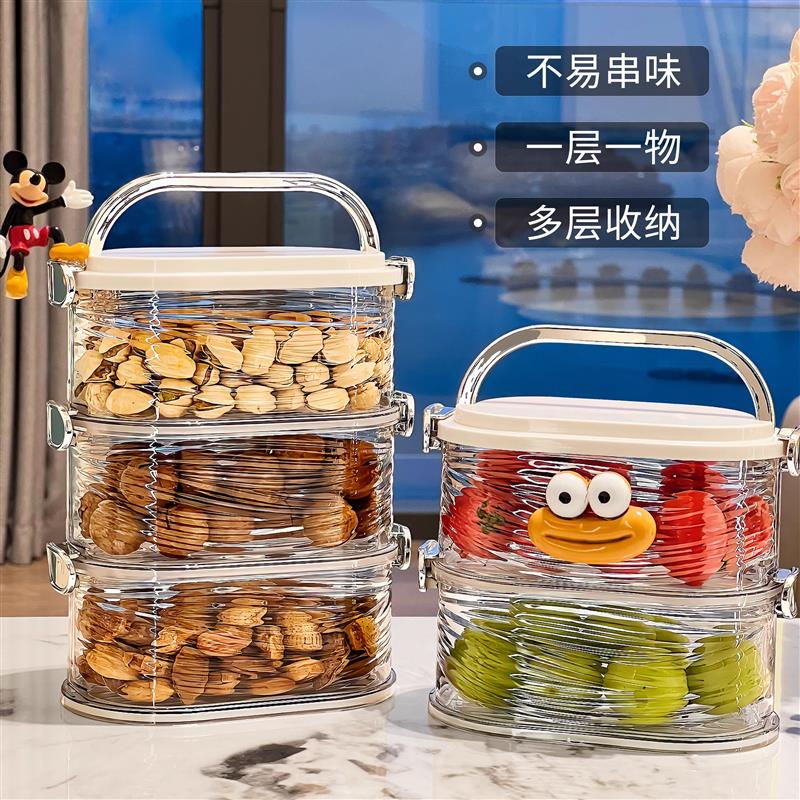 Light luxury food sealed cans, nut snack display plates, multi-layered compartments for dried fruit plates, storage boxes, living room fruits details Picture