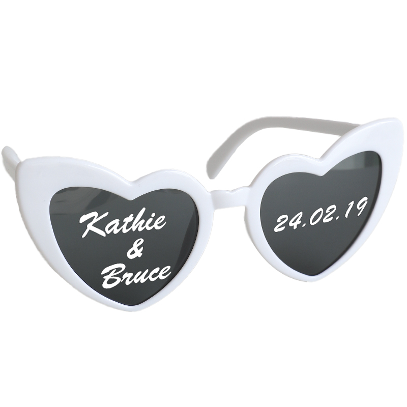 Customized Wedding Heart-Shaped Sunglasses, Text Wedding Funny Glasses, Birthday Couple Wedding Photos, Party Photo Props Item Picture