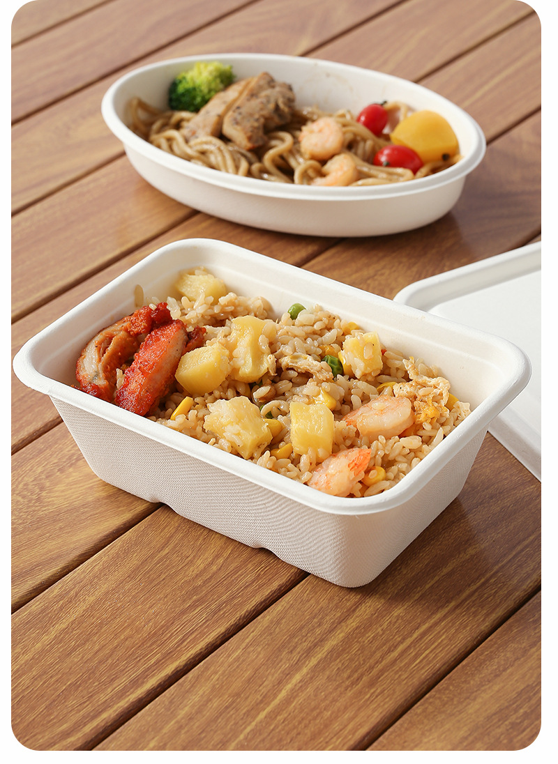 50套网红固体杨枝甘露芒果船酸奶包装盒外卖野餐沙拉纸浆餐盒椭圆详情12