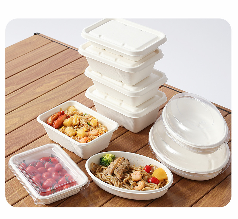 50套网红固体杨枝甘露芒果船酸奶包装盒外卖野餐沙拉纸浆餐盒椭圆详情13