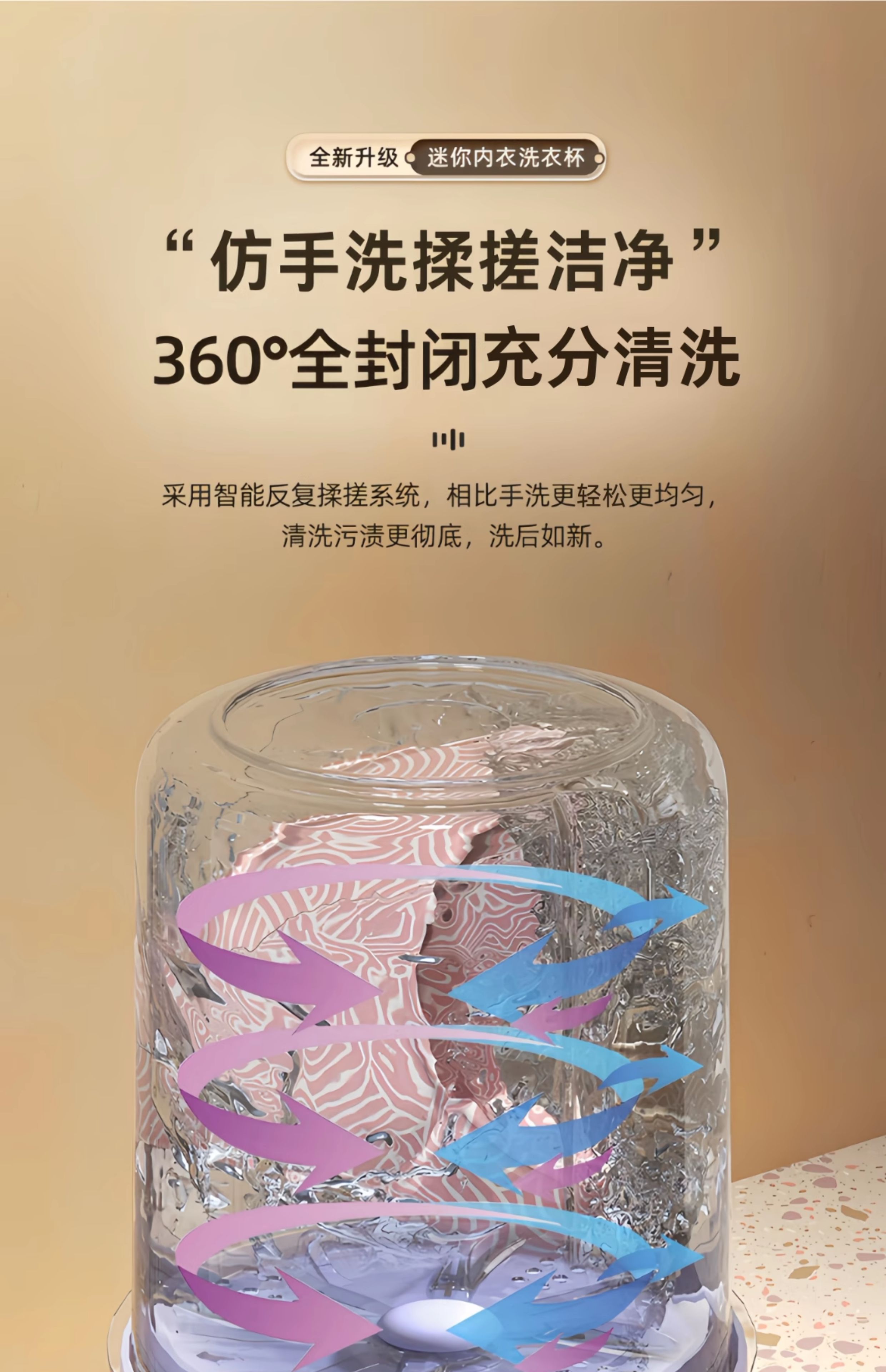 迷你洗衣杯内衣内裤洗衣机无线专用洗袜子神器夏季充电迷你清洗机详情8