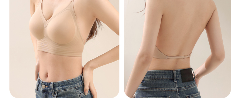 草本原版u型美背内衣女细肩带聚拢大露背隐形无痕粉底液挂脖文胸详情19