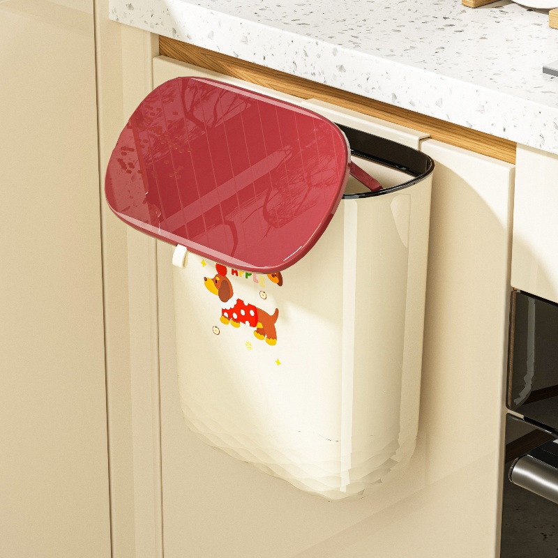 Kitchen-specific no-bending kitchen waste trash can, household 2025 new model, large wall-mounted paper basket with lid for bathroom