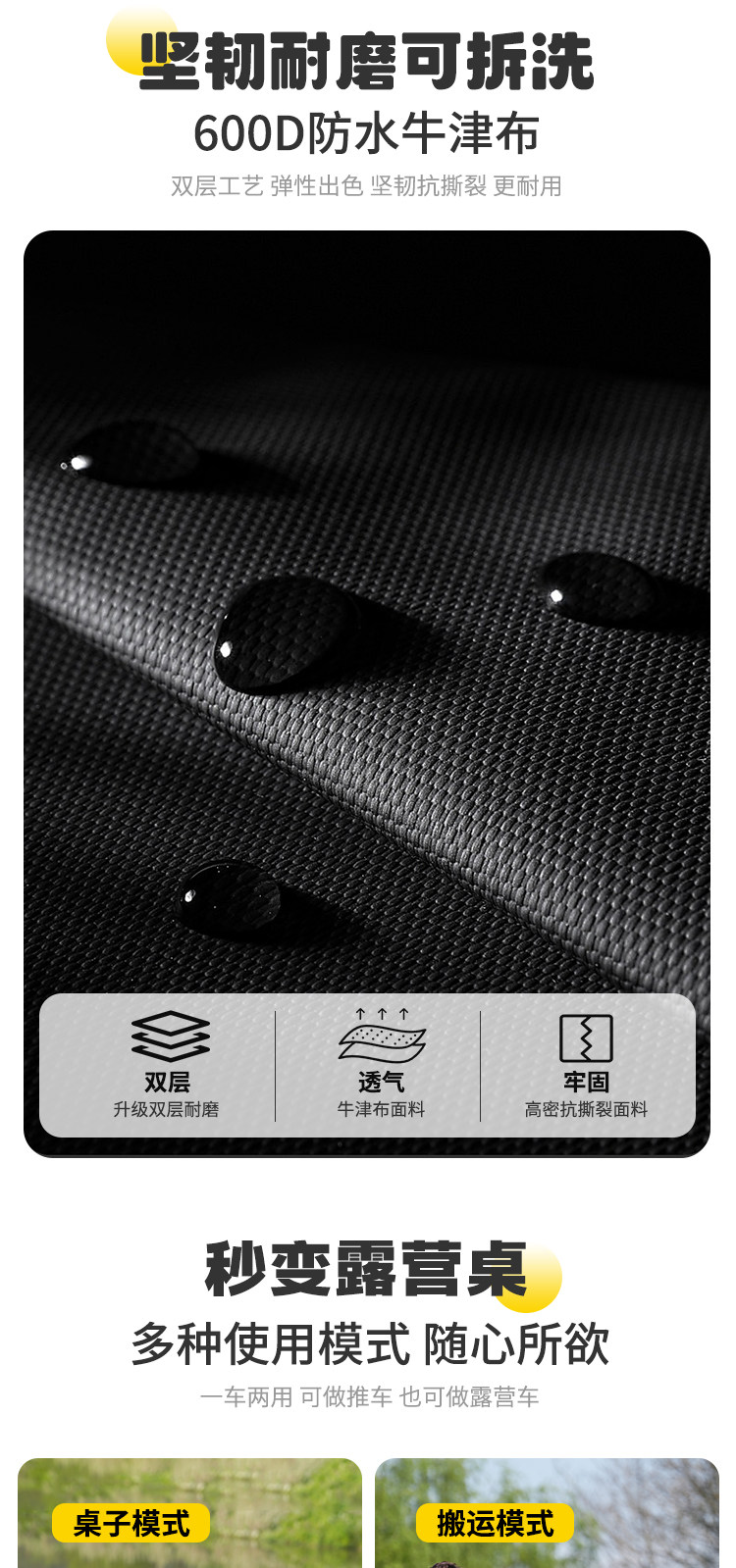 批发户外营地车桌板露营车可折叠小推车桌板摆摊地摊小推车详情11