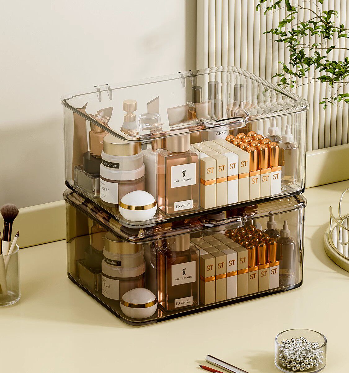 Desktop acrylic transparent storage box, flip-top desktop makeup dust-proof storage box, and zero food organization box pic 14