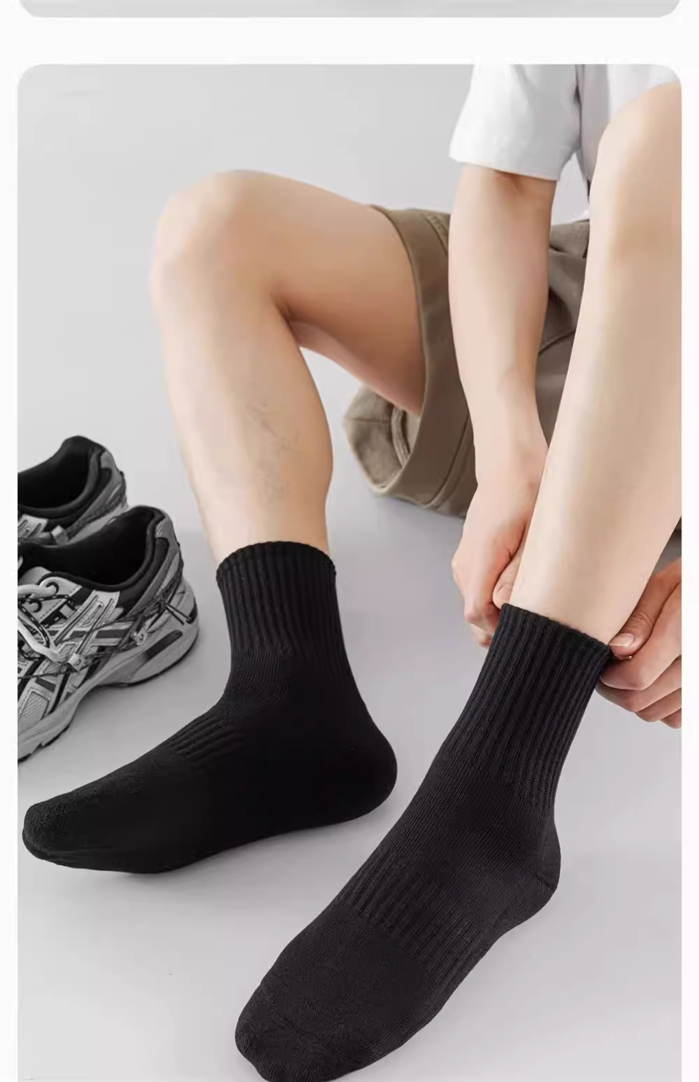 白色袜子男士精梳棉棉长袜夏天薄防臭吸汗动短袜春秋黑白中筒袜详情37