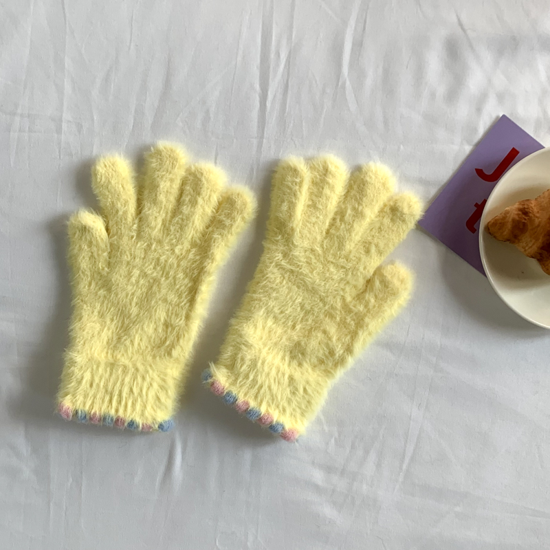 2025新款韩系可爱毛绒手套女冬季加厚保暖防寒露指可触屏手套学生详情16