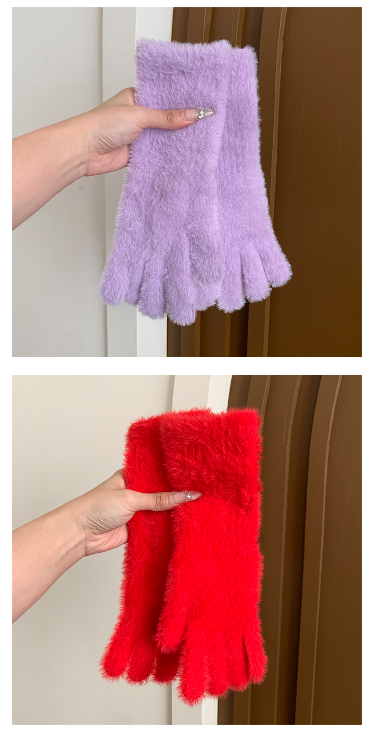 2025新款韩系可爱毛绒手套女冬季加厚保暖防寒露指可触屏手套学生详情26