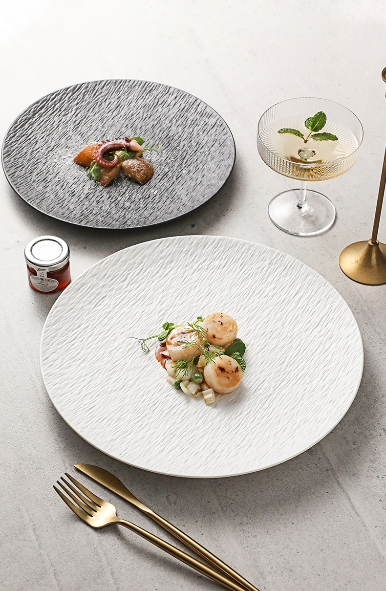 陶瓷牛排餐盘高级感西餐盘子圆形盘家用牛扒盘意面盘酒店个性菜盘详情1