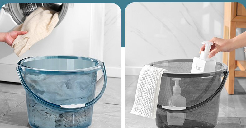 Thickened plastic buckets for household water storage, hand-held small buckets for laundry, and transparent round buckets with LIDS for student dormitories pic 20