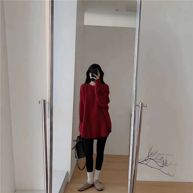 红色穿搭圣诞毛衣女外套加厚秋冬季2022年新款慵懒风软糯针织上衣详情3