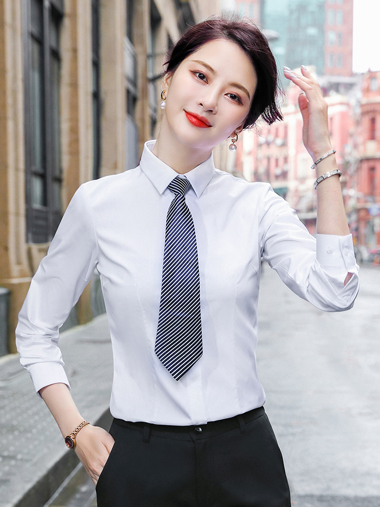 Professional shirts, women's long-sleeved autumn shirts, commuting shirts, work clothes, no-iron formal wear, custom-made embroidered logos, men's and women's workwear Application Scenario