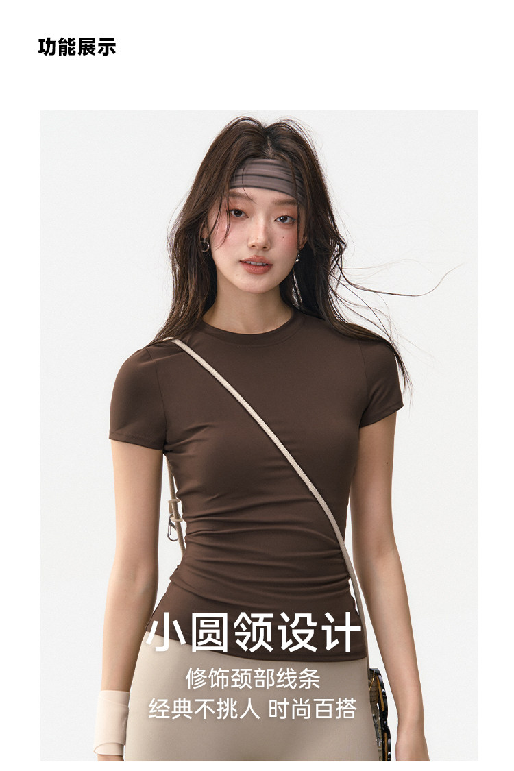 lu同款锦纶修身速干运动短袖T恤女修身显瘦跑步训练健身瑜伽服详情10