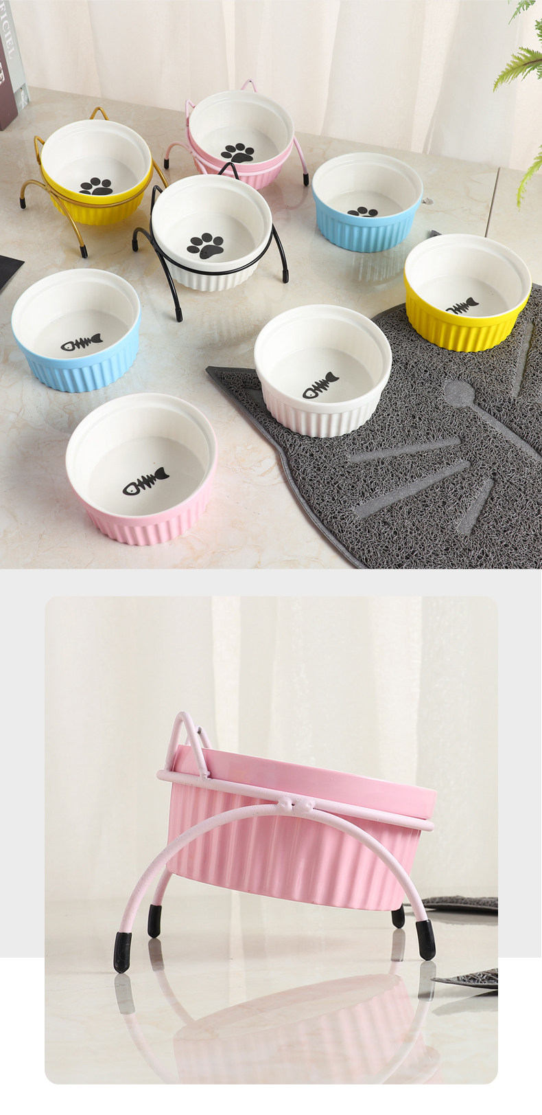 Wow custom-made ceramic bowls, water bowls with bowl stands, iron stands, cat bowls to protect the cervical vertebrae, cat food bowls, cat food basins, pet bowls pic 10