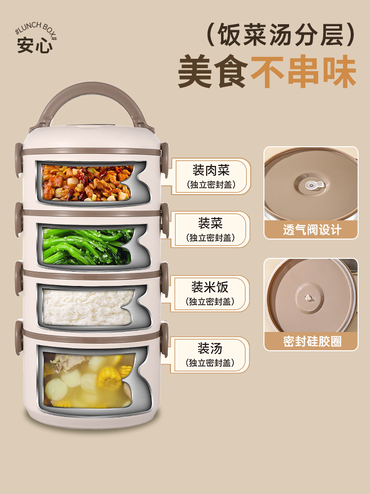 Multi-layer insulated lunch box, special packing lunch box for office workers and students, 304 stainless steel lunch bucket, household 2604 Application Scenario