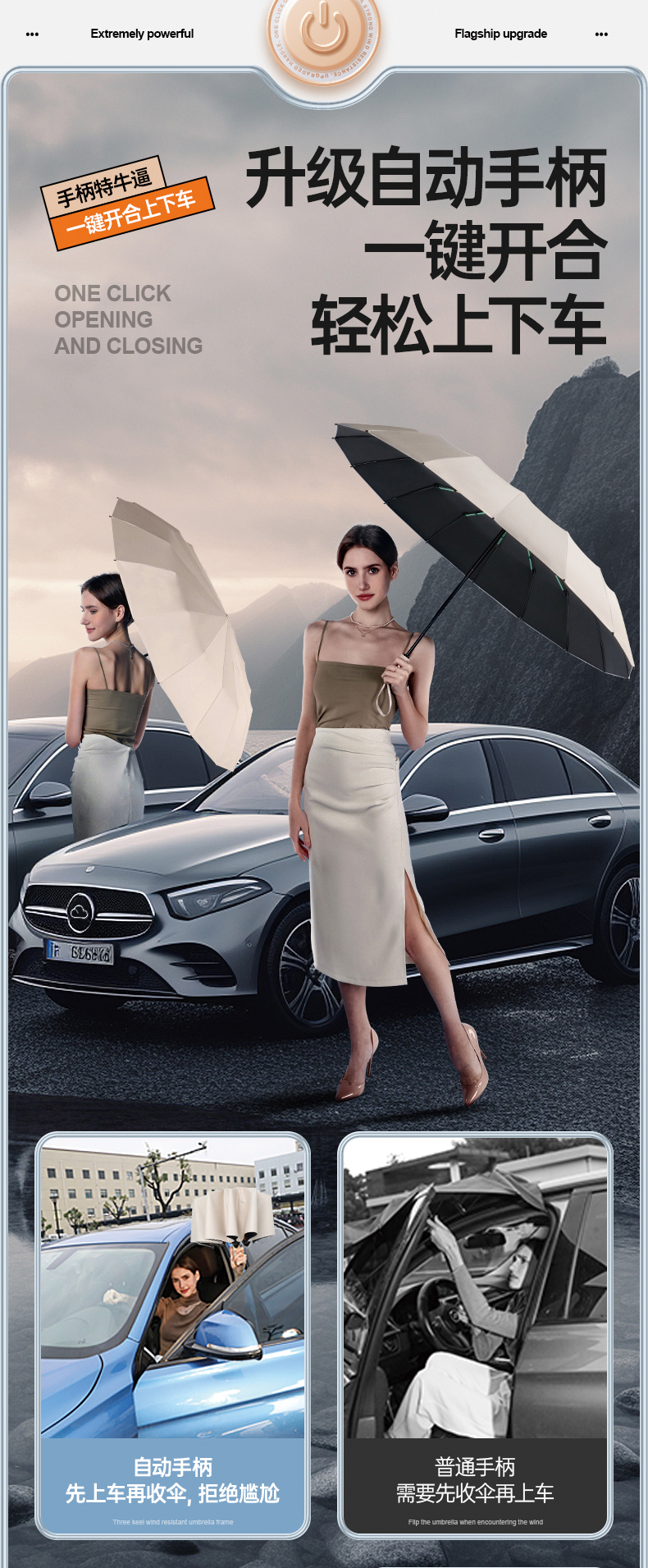 全自动雨伞男士加固晴雨两用三折伞女防晒遮阳伞折叠太阳伞广告伞详情4