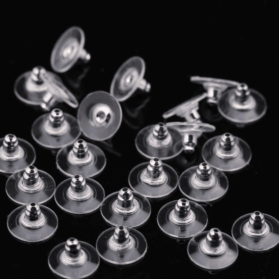 100个子弹头防过敏耳堵耳塞耳钉后塞透明硅胶塑料耳堵防掉耳帽详情4