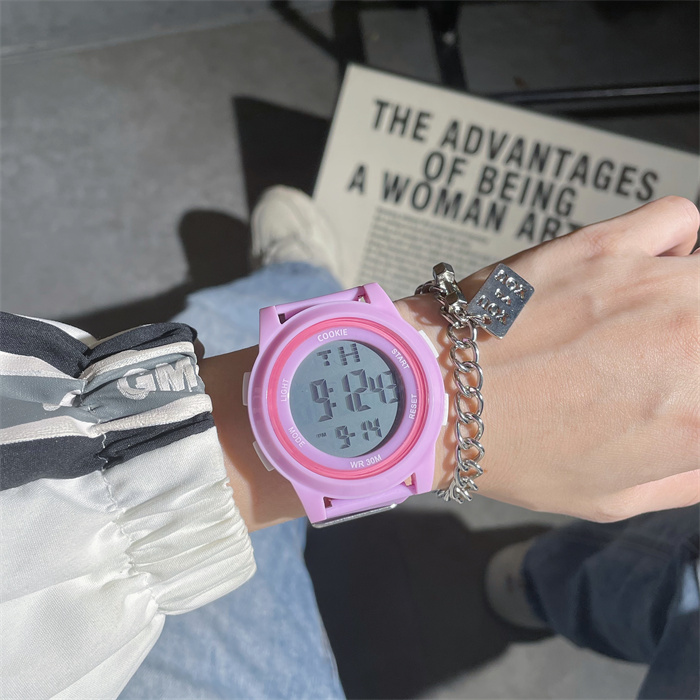 学生党手表女款ins风高颜值女生初中生简约百搭运动独角兽电子表详情11