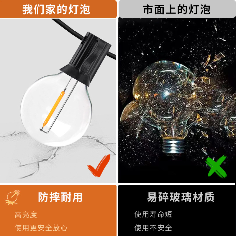 严选G40户外高亮太阳能挂灯沙滩婚礼餐厅氛围布置室外装饰led灯串详情9