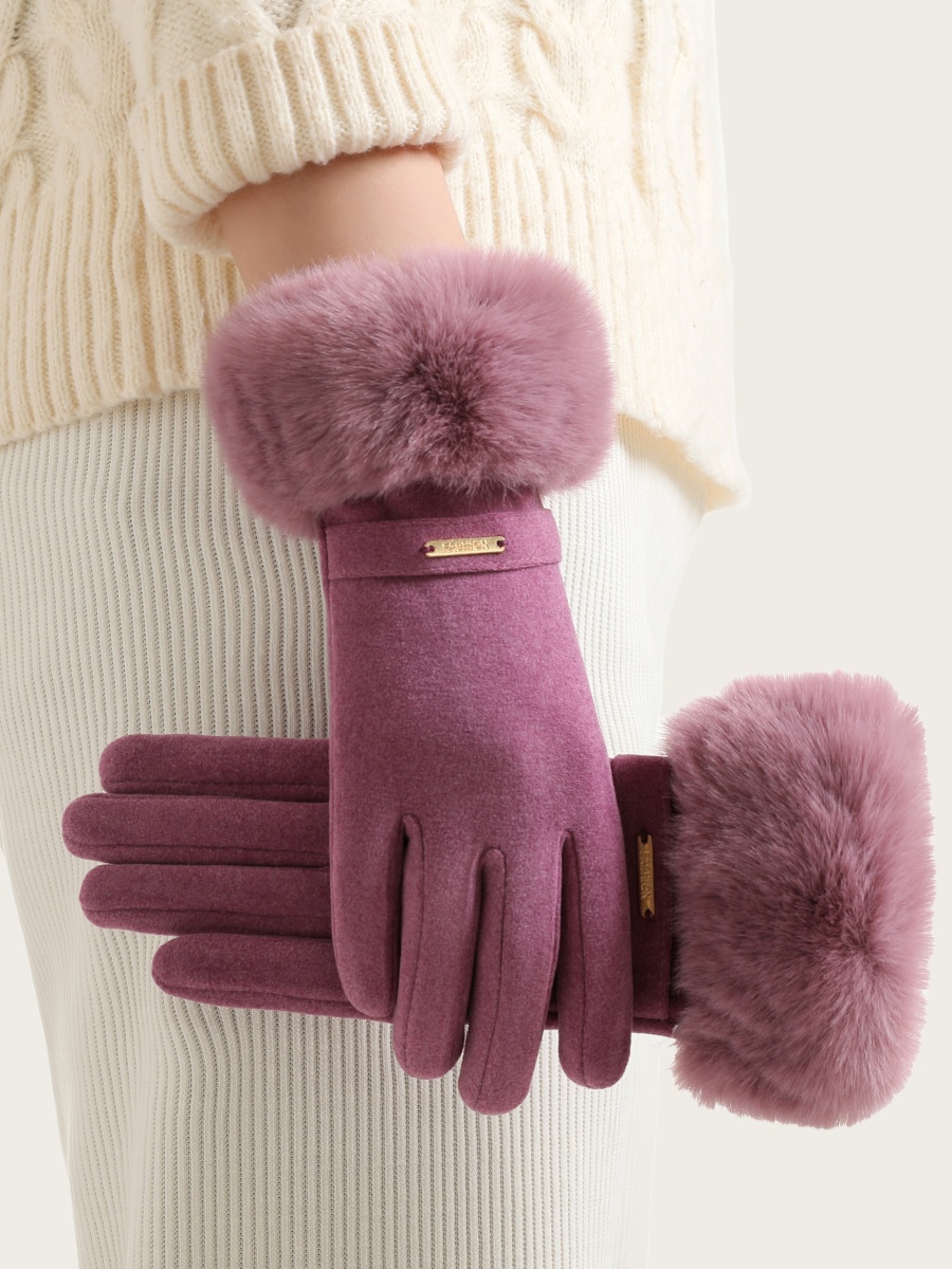 Warm winter gloves for women, thickened with fleece, hand-trimming, cold-proof touch screen, anti-freezing for cycling and driving, large fleece outdoor gloves for autumn Item Picture
