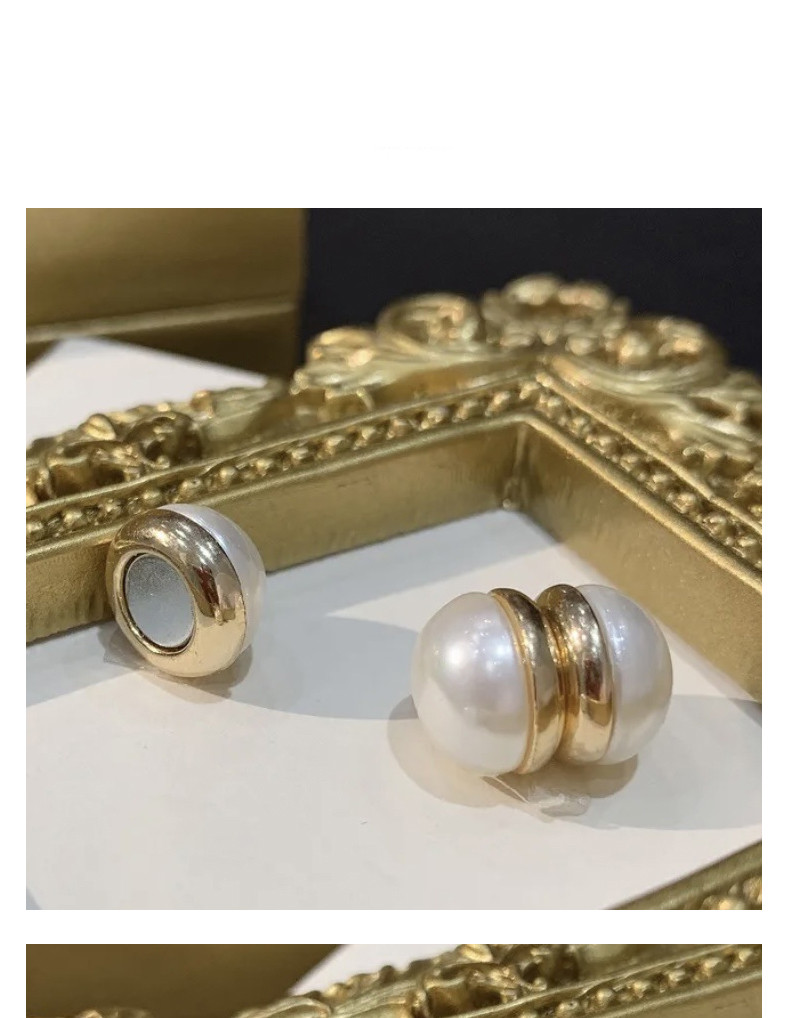 Pearl, no-ear piercing, magnetic painless ear clip, French summer earrings for women, light luxury and niche, tea-themed earrings pic 5