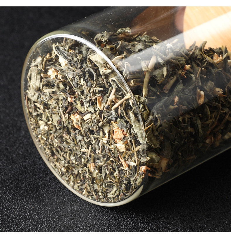 厂家批发高硼硅玻璃密封罐收纳瓶糖果储物罐直管茶叶罐竹盖茶叶罐详情13