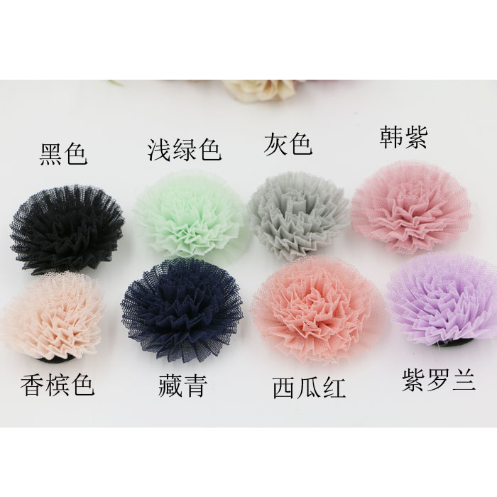 鞋花配件批发 DIY韩版手工纱盘花朵 儿童发饰 发圈手捧花装饰材料详情1