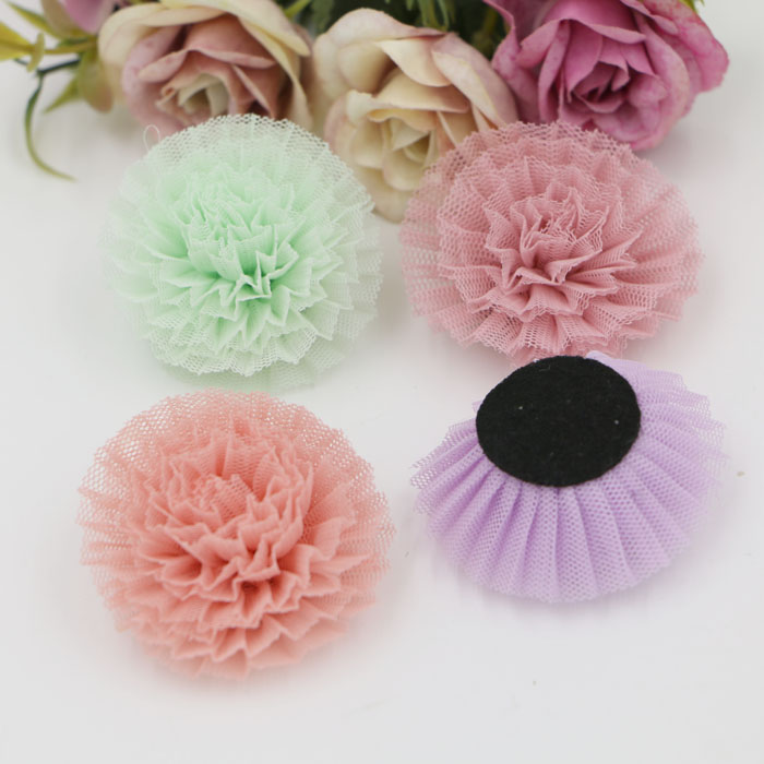 鞋花配件批发 DIY韩版手工纱盘花朵 儿童发饰 发圈手捧花装饰材料详情12