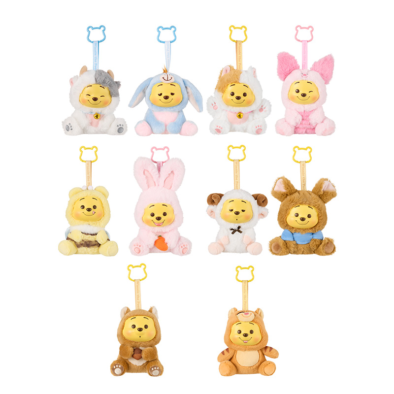 Genuine MINISO Winnie the Pooh, Naughty Party plush blind box, Disney Pupu vinyl peripheral hanging accessories details Picture