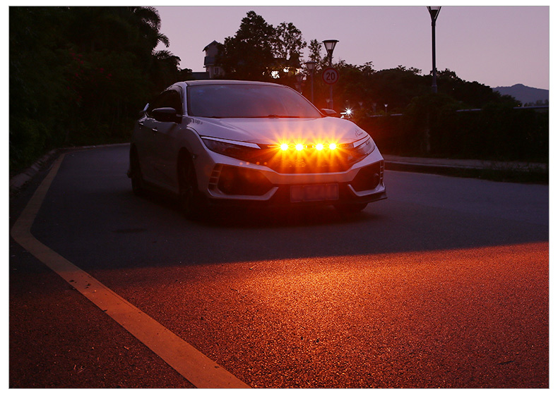 适用汽车格栅中网小黄灯红白灯 LED装饰警示灯皮卡雾霾灯越野通用详情15