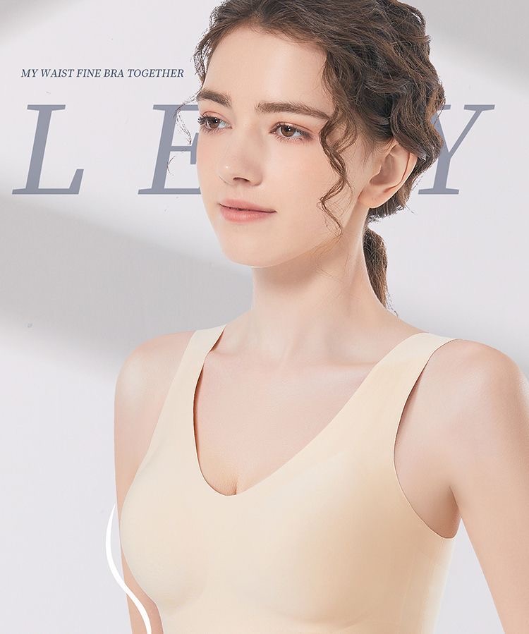 Invisible fixed cup sports bras for women, large breasts look smaller, gathering and tightening the secondary breasts, large-sized sleeping vest style bra, thin style pic 1