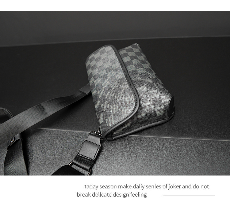 男士格子单肩包潮流斜挎包男生街头时尚挎包学生小包个性邮差包新详情11