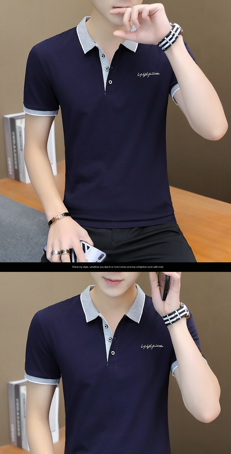 短袖POLO衫男士2023新款夏季翻领棉款T恤商务衣服青中年刺绣上衣详情16