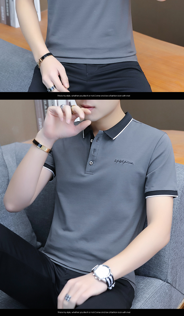短袖POLO衫男士2023新款夏季翻领棉款T恤商务衣服青中年刺绣上衣详情13