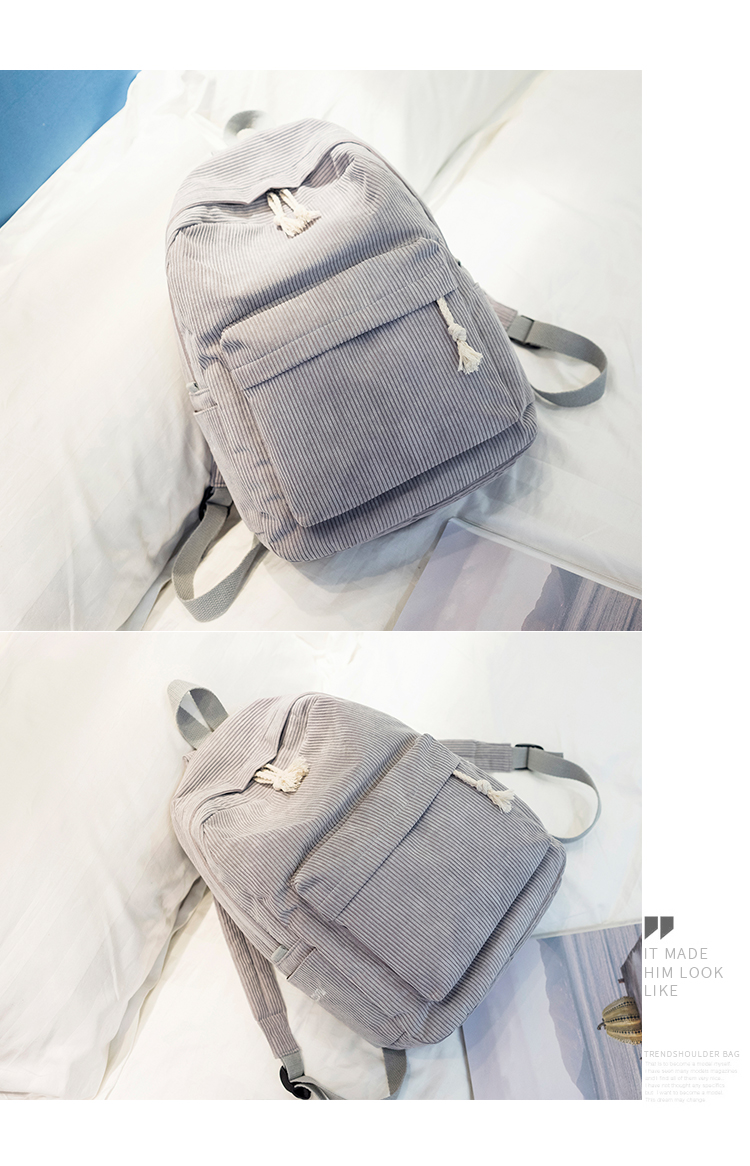 书包女韩版楷泊原宿ulzzang高中学生个性条绒学院风双肩包女背包详情9