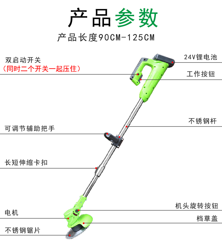 充电式剪草机电动割草机小型家用多功能除草机修枝绿篱剪割草神器详情26