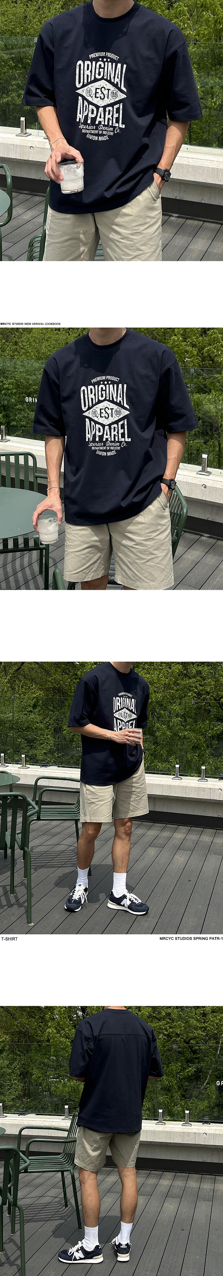 MYQ设计感印花短袖T恤男士夏季宽松纯棉半袖韩系通勤风圆领体恤详情7