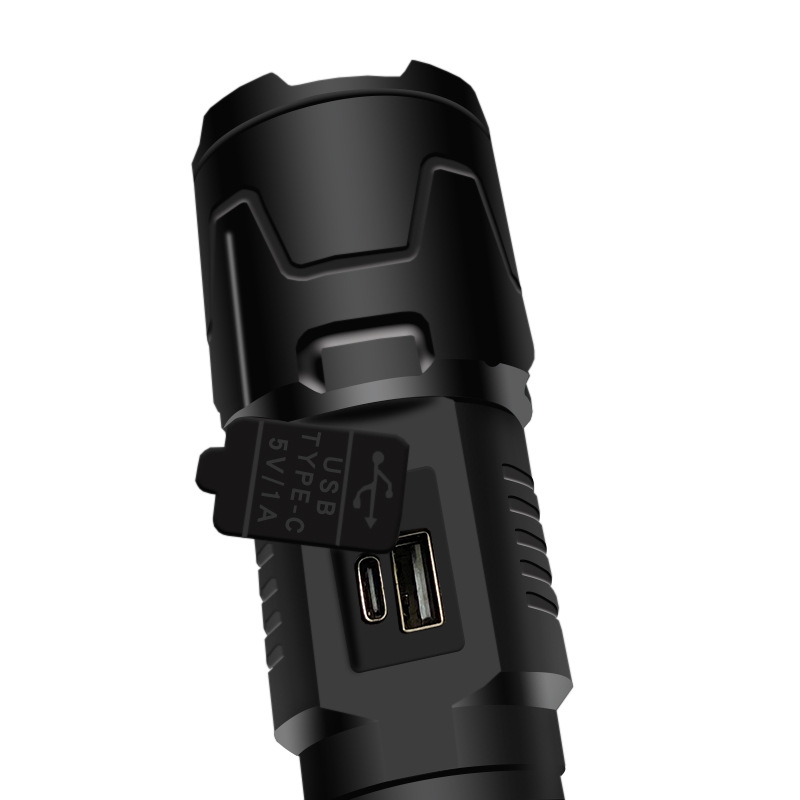 The New 30W White Laser High-Intensity Long-Range Focusing Flashlight Type-C With Rechargeable Display And Digital Telescopic Focusing Specification drawing