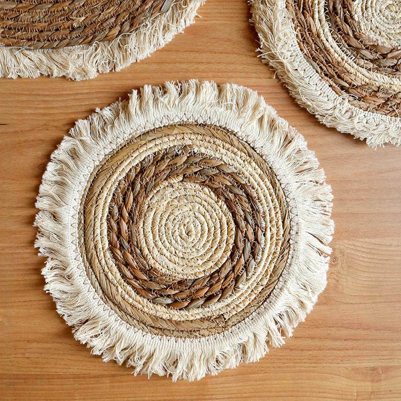 北欧流苏汤碗盘子垫隔热垫餐桌垫防烫餐垫家用杯壶砂锅垫子耐高温