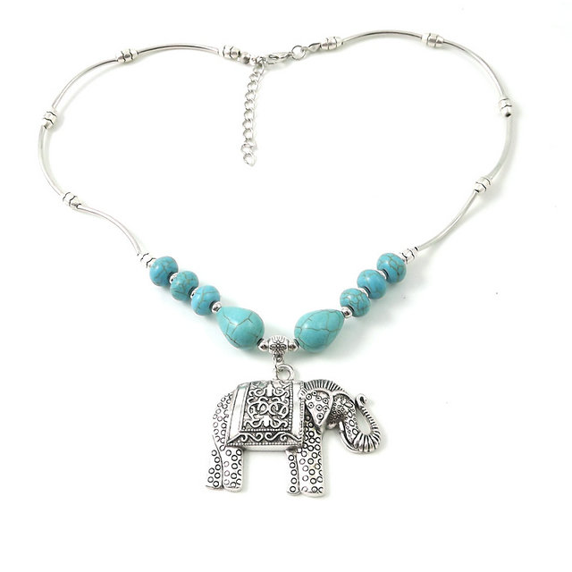 民族风苗银藏银复古藏饰中东印度风异域风情项链松石项链象A2275详情8