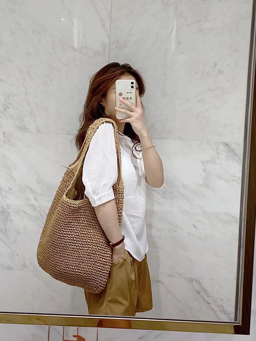 草编包女2023新款夏季海边度假沙滩包单肩包森系手工编织包大容量详情2