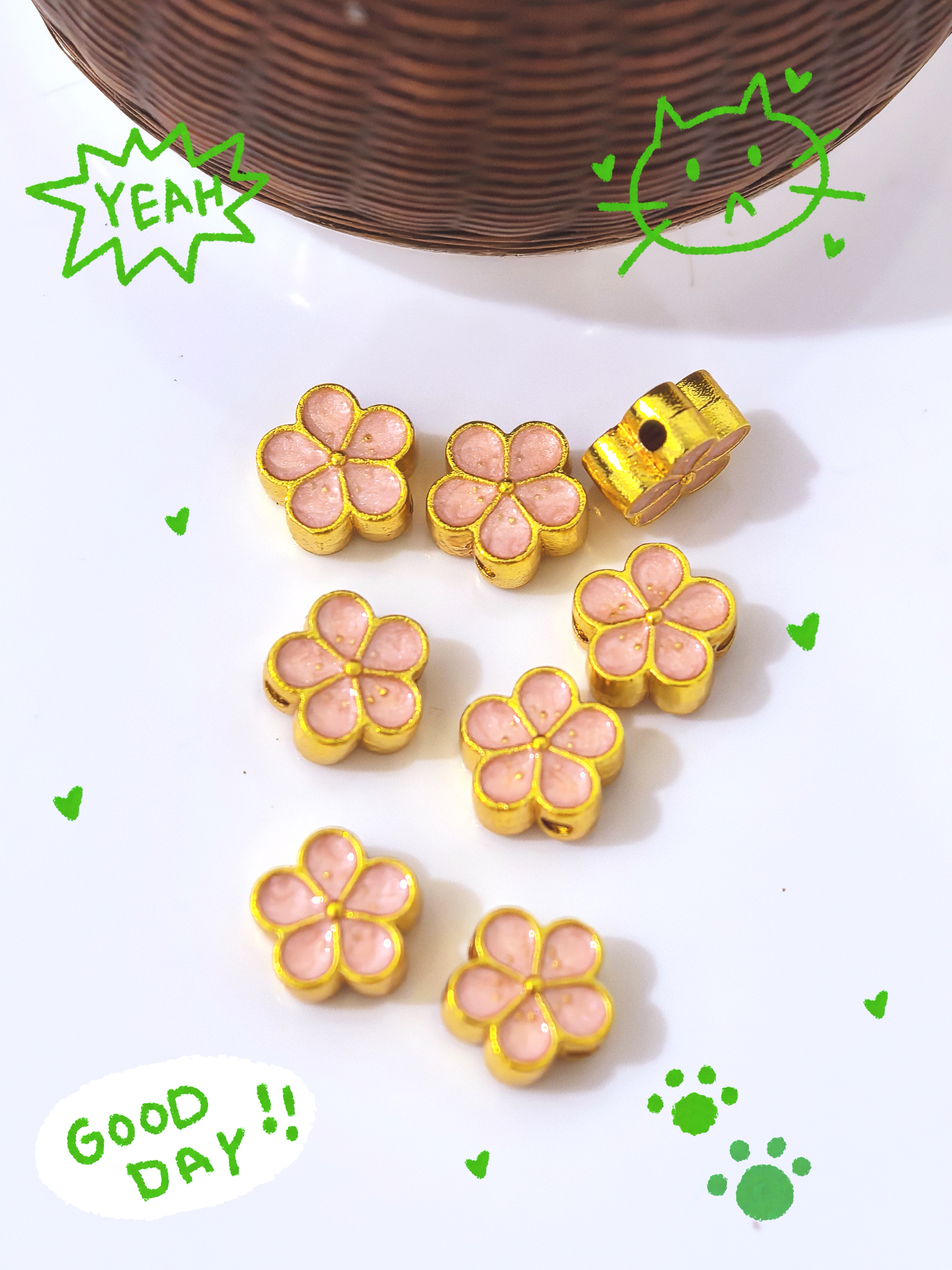 双面滴油直孔珠五瓣花diy配件手链多巴胺串珠手机链散珠批发详情4