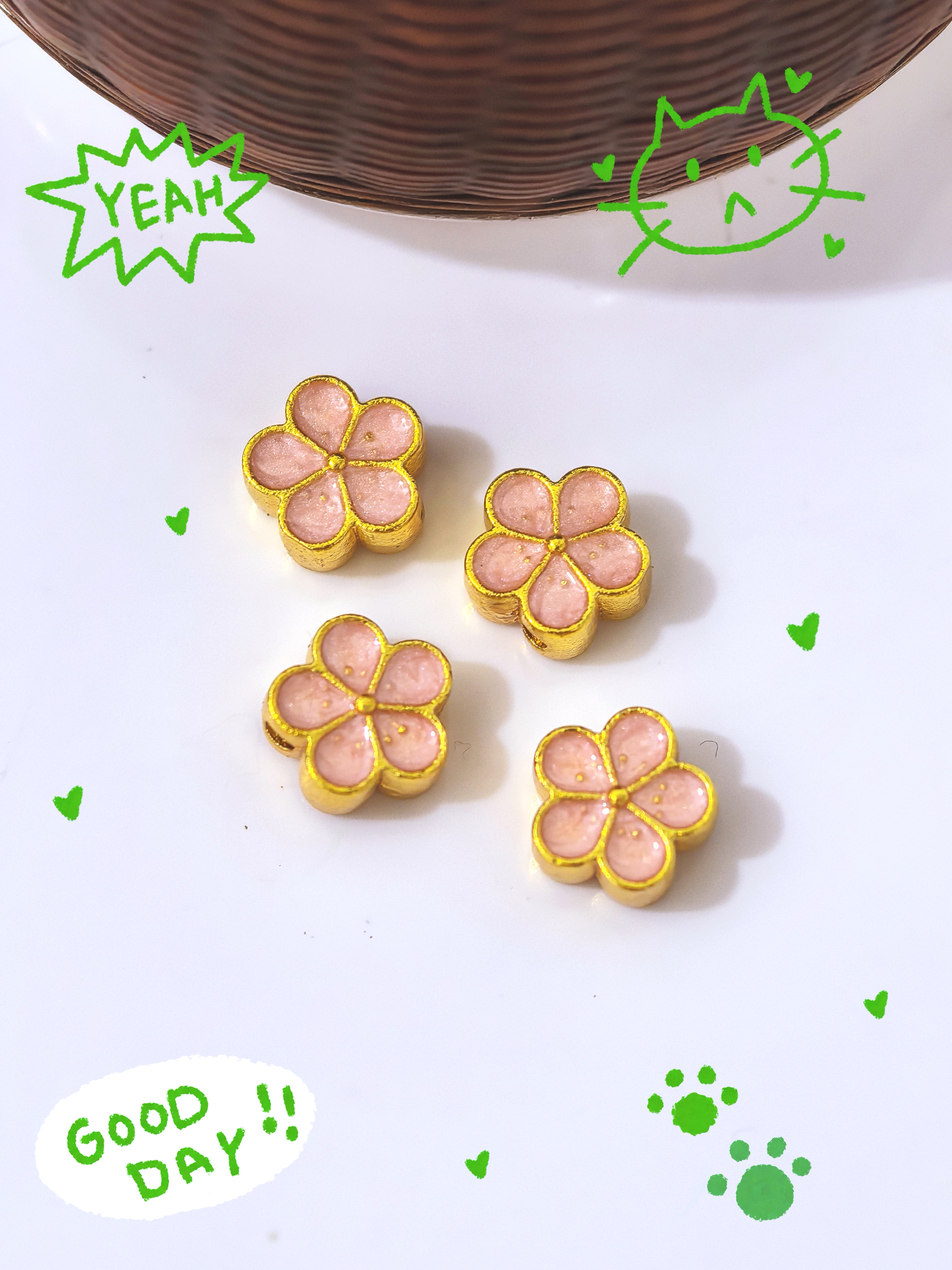 双面滴油直孔珠五瓣花diy配件手链多巴胺串珠手机链散珠批发详情3