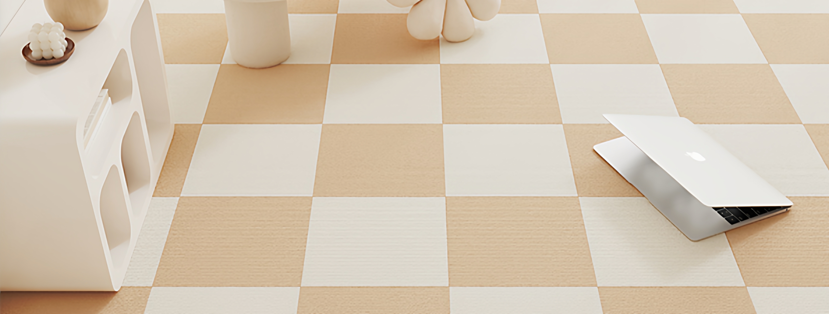 棕色米色棋盘格毛绒拼接吸水地垫丝圈底垫入户门地垫详情40
