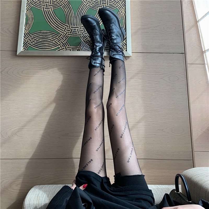 黑丝袜女夏薄款巴黎b字母菠萝任意剪连裤袜性感防勾丝打底袜批发详情18