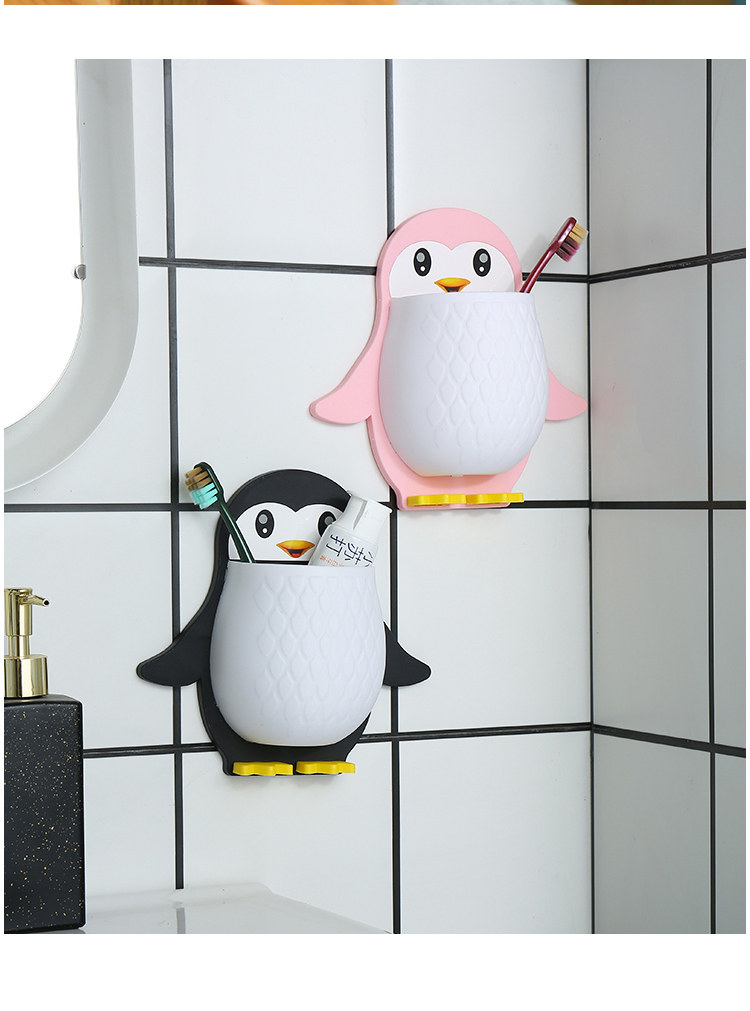 Creative cartoon penguin storage rack, makeup tools, organizing box, dormitory bathroom, toothbrush, bedside, mobile phone, wall hanging and storage pic 14