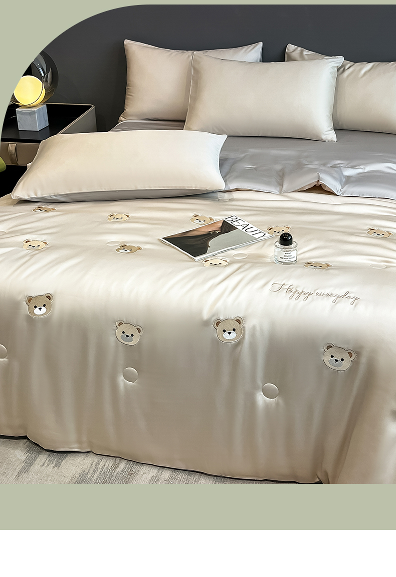 轻奢夏天冰丝夏凉被床上四件套夏季丝滑裸睡被子床品床单人三件套详情15