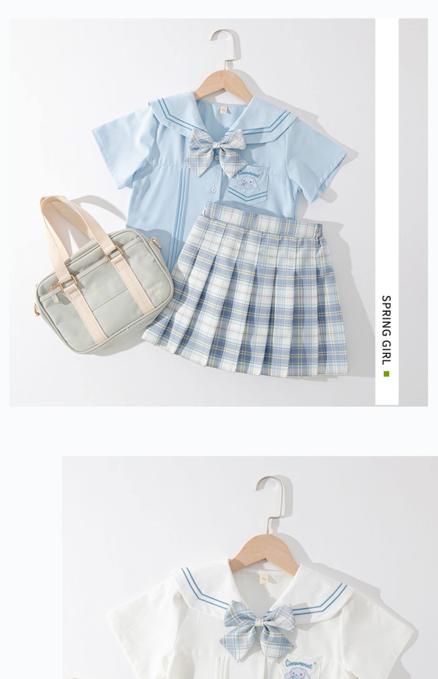 Niña jk traje uniforme 2025 niños college traje de verano camisa manga corta falda plisada traje de rendimiento six one pic 17